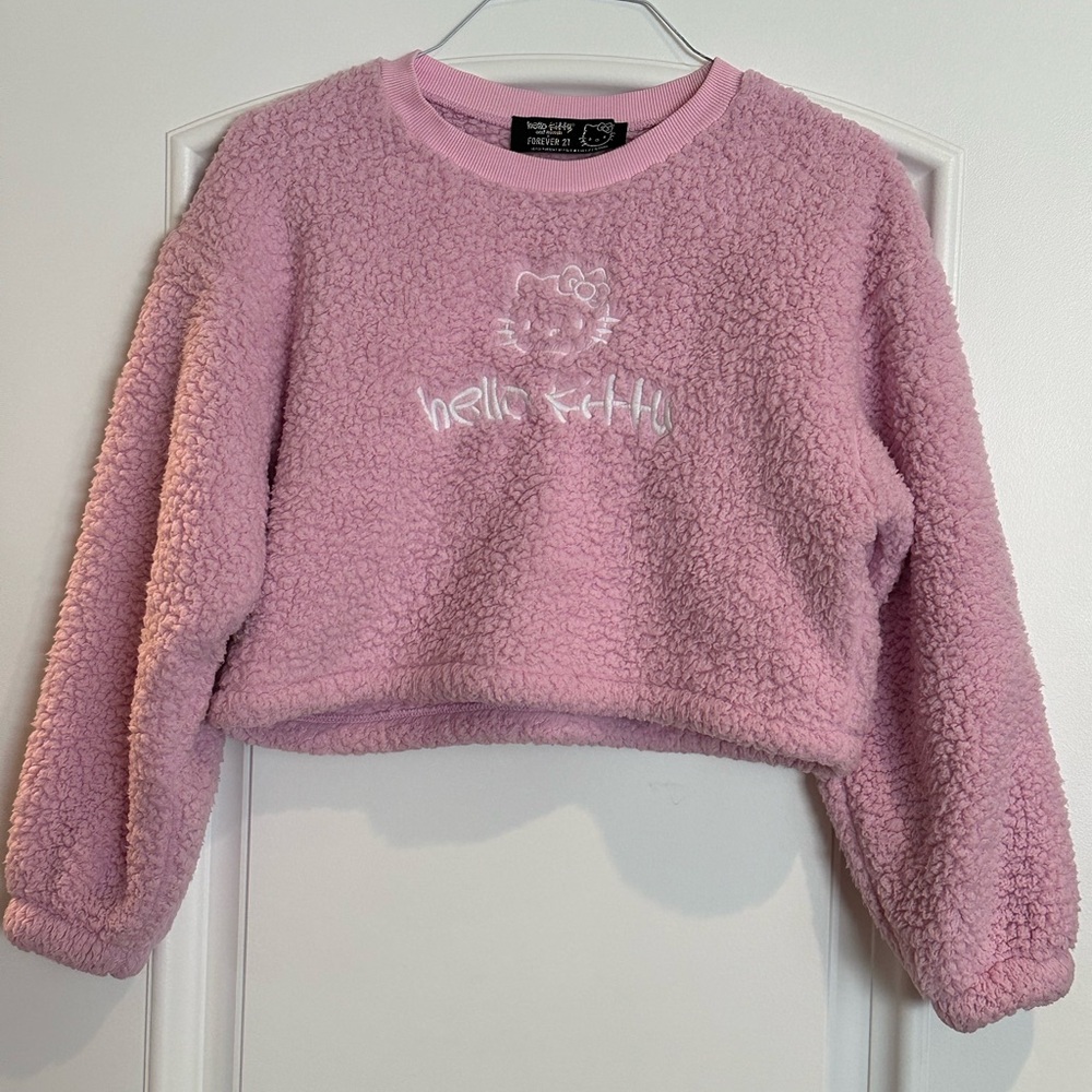 Hello Kitty x Forever 21 fluffy pink oversized crop top size small